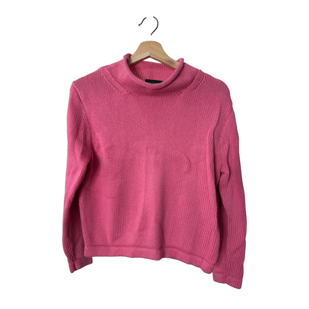 J.Crew Roll Neck Sweater Pink Cotton Shaker Stitch